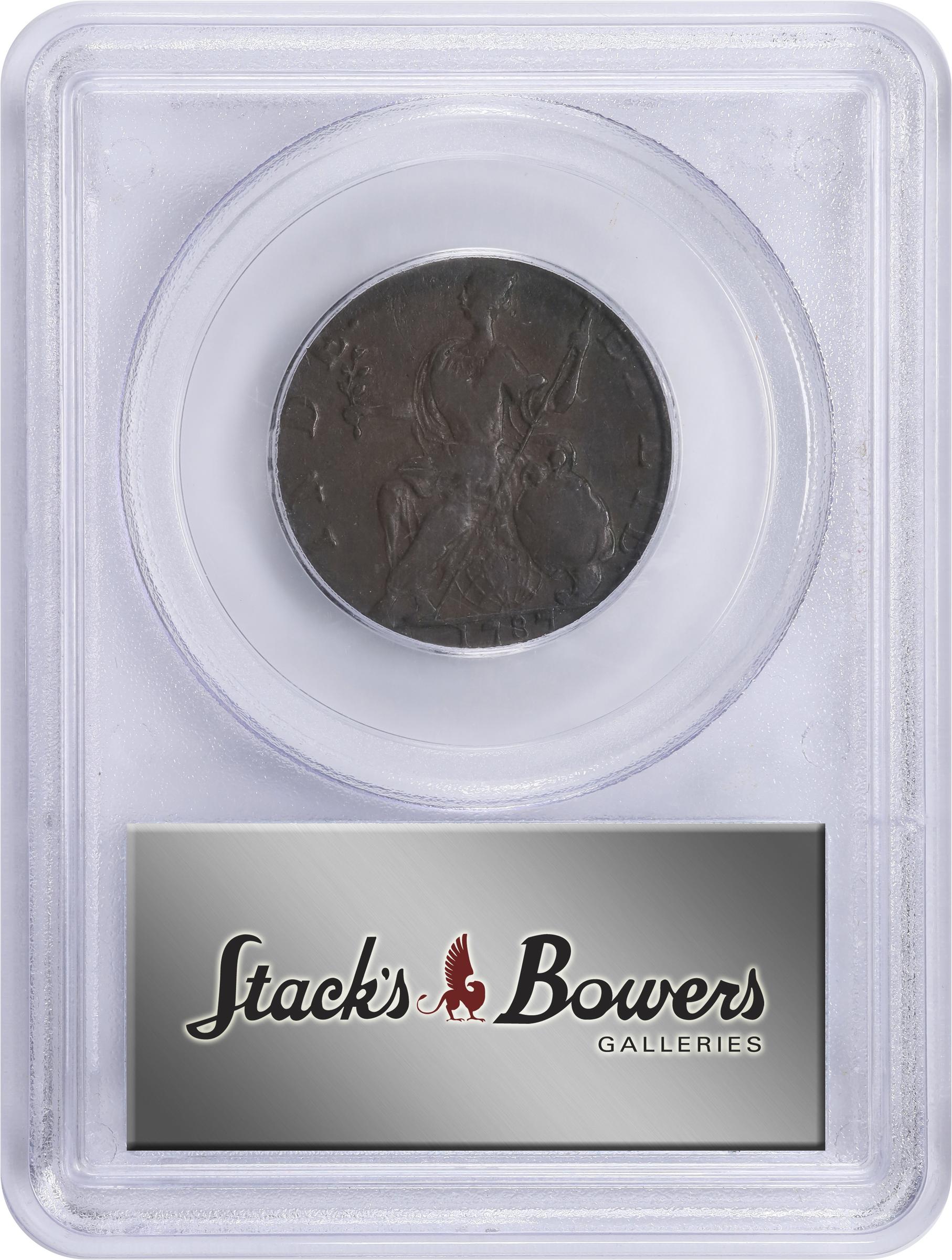 image for: 1787 Connecticut Copper. Miller 4-L, W-2810. Rarity-1. Mailed Bust Left, Horned Bust. VF-35 (PCGS).