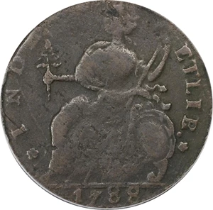 image for: 1788 Connecticut Copper. Miller 16.5-H, W-4625. Rarity-5. Draped Bust Left. VF-25 (ANACS).