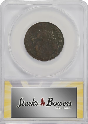 image for: 1788 Connecticut Copper. Miller 16.5-H, W-4625. Rarity-5. Draped Bust Left. VF-25 (ANACS).