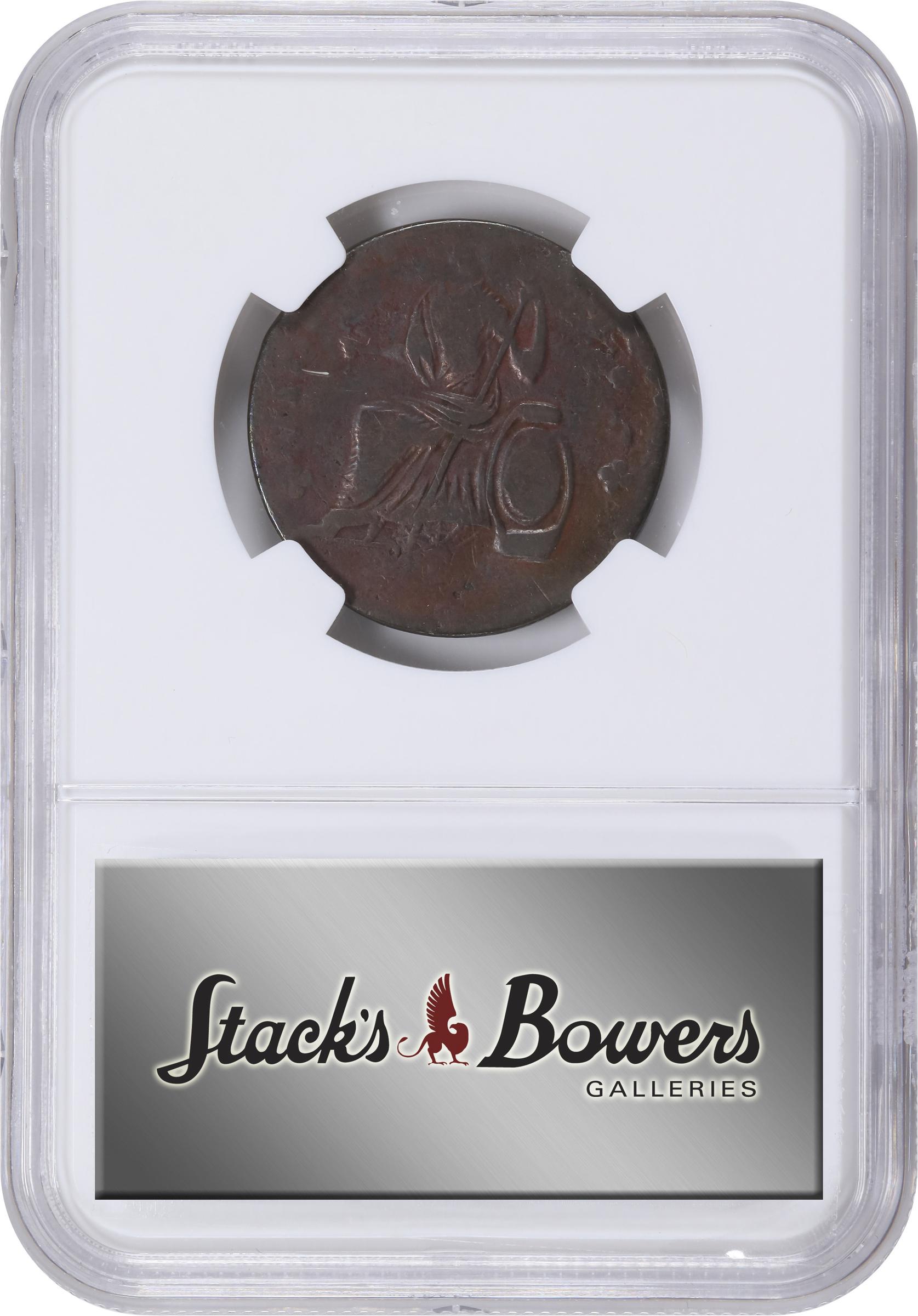 image for: 1787 Nova Eborac Copper. W-5755. Rarity-3. Medium Bust, Seated Figure Left. Fine-12 BN (NGC).