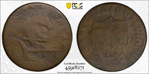 image for: 1788 New Jersey Copper. Maris 77-dd (DS3), i.e. 78-dd, W-5535. Rarity-2. Head Right, Running Fox Before Legend. Fair-2 (PCGS).