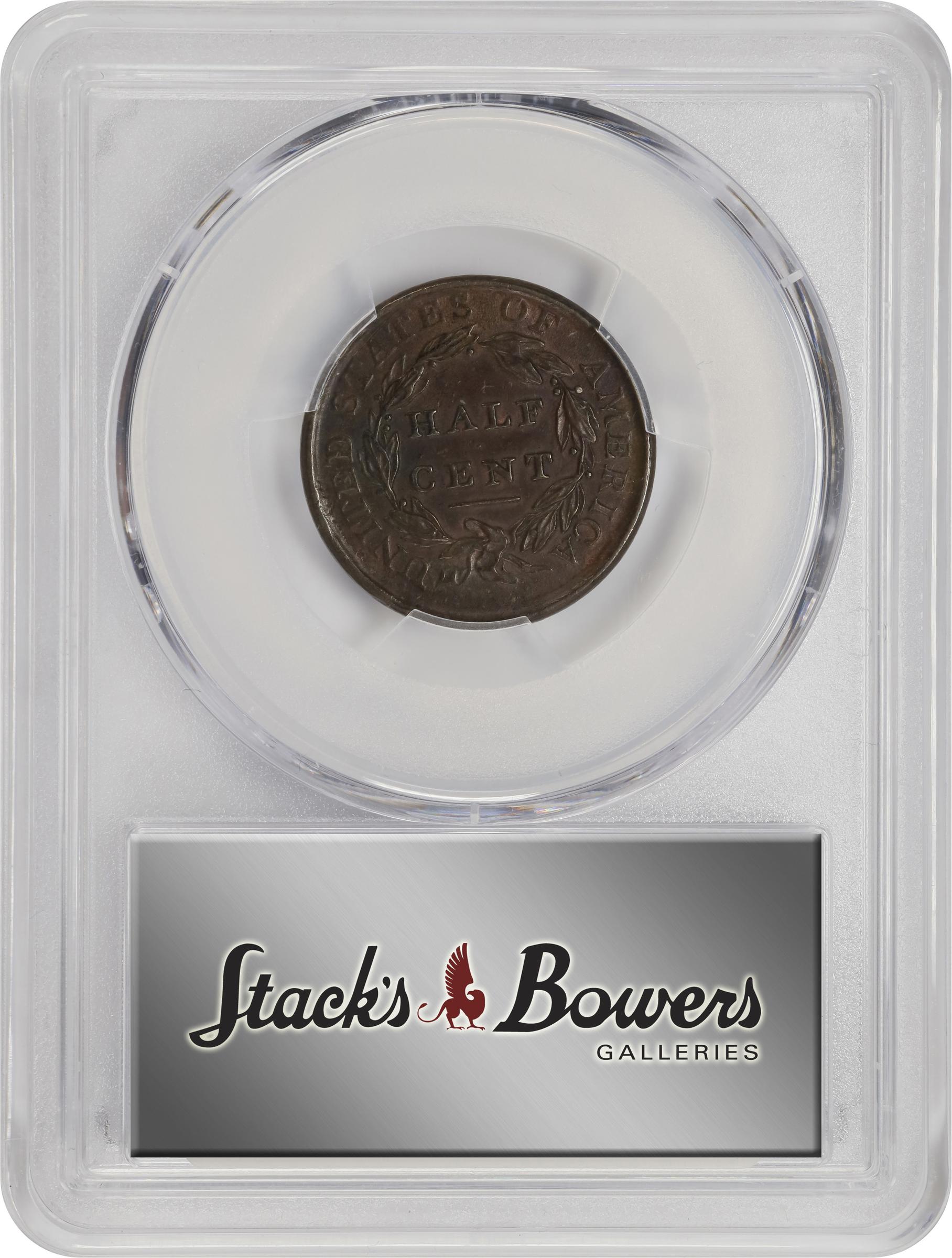 image for: 1809/'6' Classic Head Half Cent. C-5. Rarity-1. 9/Inverted 9. AU-53 (PCGS).