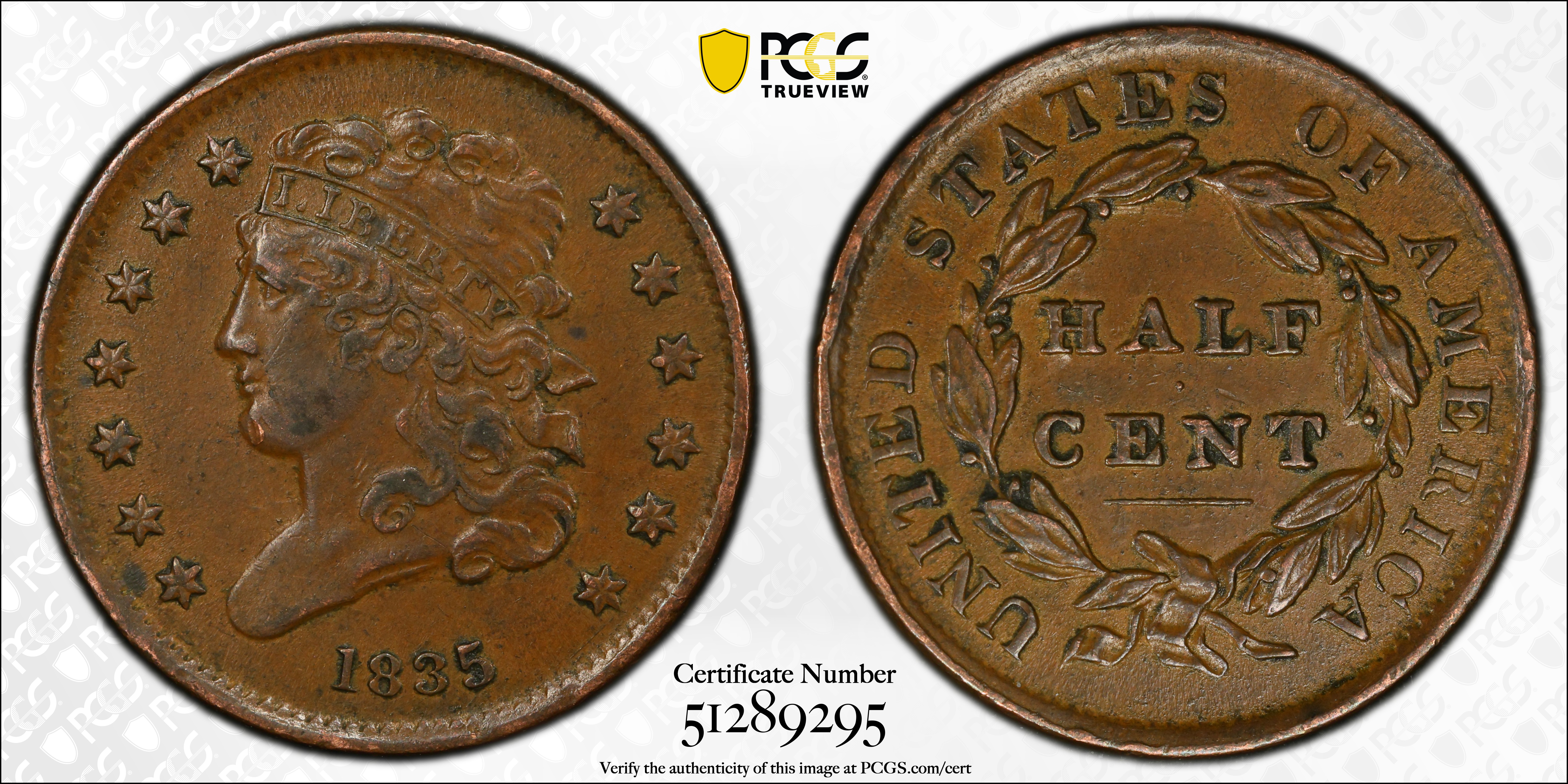 1835 Classic Head Half Penny BN Mint State (MS) Pricing Guide