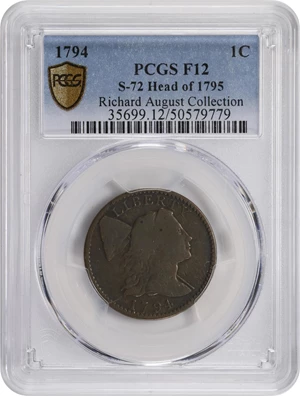 image for: 1794 Liberty Cap Cent. S-72, B-65. Rarity-2. Exact Head of 1795. Fine-12 (PCGS).