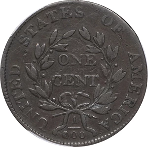 image for: 1803 Draped Bust Cent. S-249, B-7. Rarity-2. 1/100 Over 1/000. Fine-12 (PCGS).