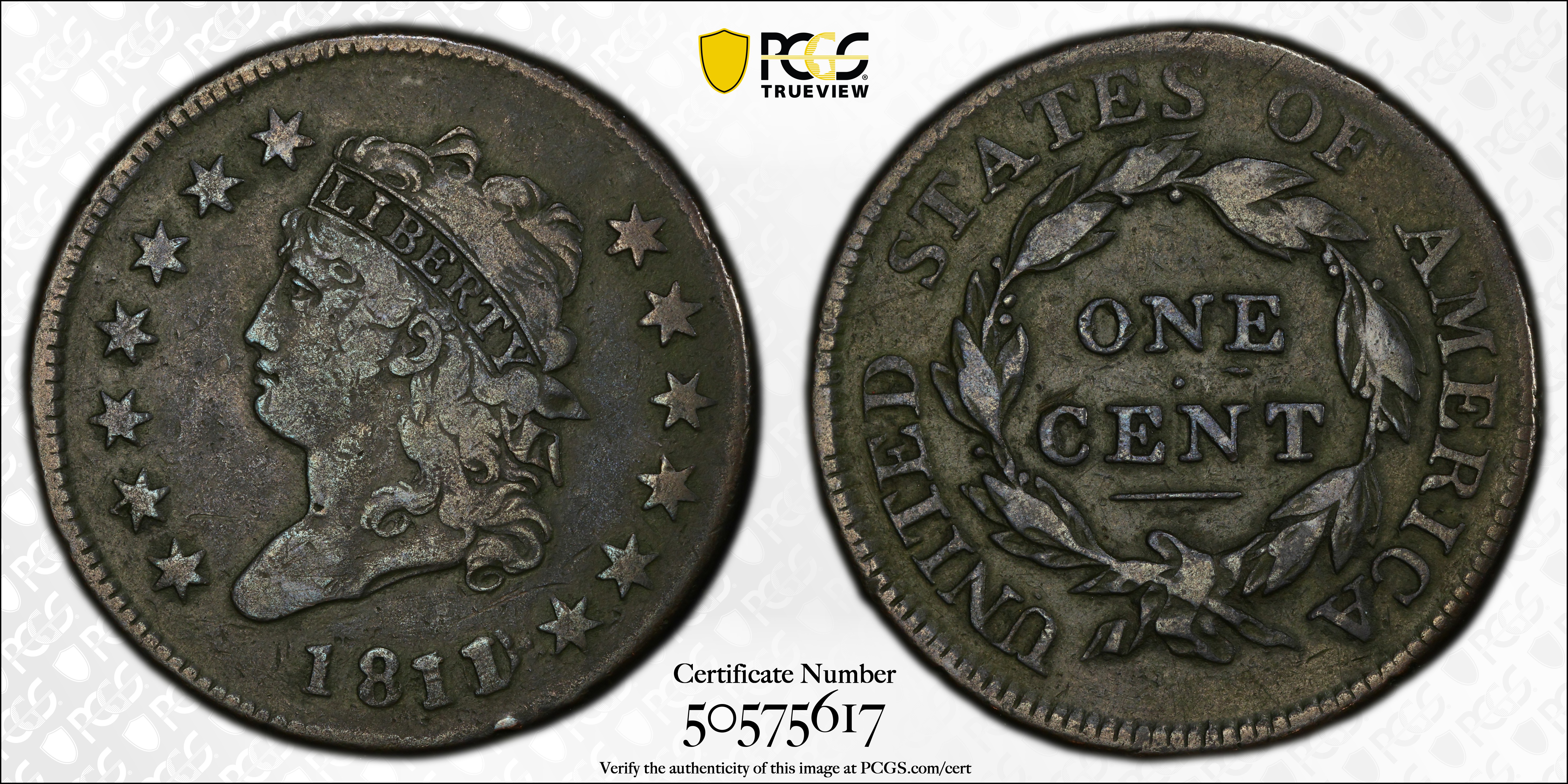 image for: 1811 Classic Head Cent. S-286, B-2. Rarity-3. Fine-12 (PCGS).