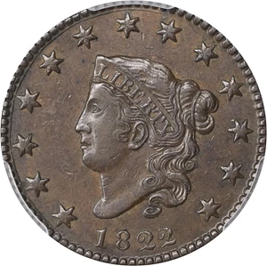 image for: 1822 Matron Head Cent. N-3. Rarity-2. AU-53 (PCGS).