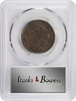 image for: 1837 Modified Matron Head Cent. N-7, 8. Rarity-1. Plain Cords, Medium Letters. MS-63 BN (PCGS).
