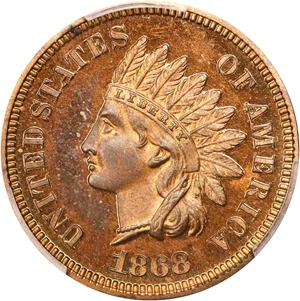 image for: 1868 Indian Cent. Proof-64 RB (PCGS).