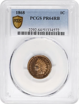 image for: 1868 Indian Cent. Proof-64 RB (PCGS).
