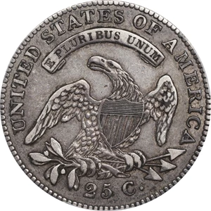 image for: 1825/4/2 Capped Bust Quarter. B-2. Rarity-2. L Counterstamp. EF-40 (PCGS).
