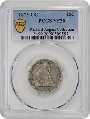 image for: 1875-CC Liberty Seated Quarter. VF-20 (PCGS).