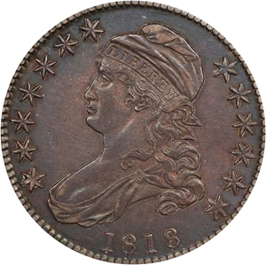 image for: 1818 Capped Bust Half Dollar. O-107. Rarity-1. AU-50 (ANACS). OH.
