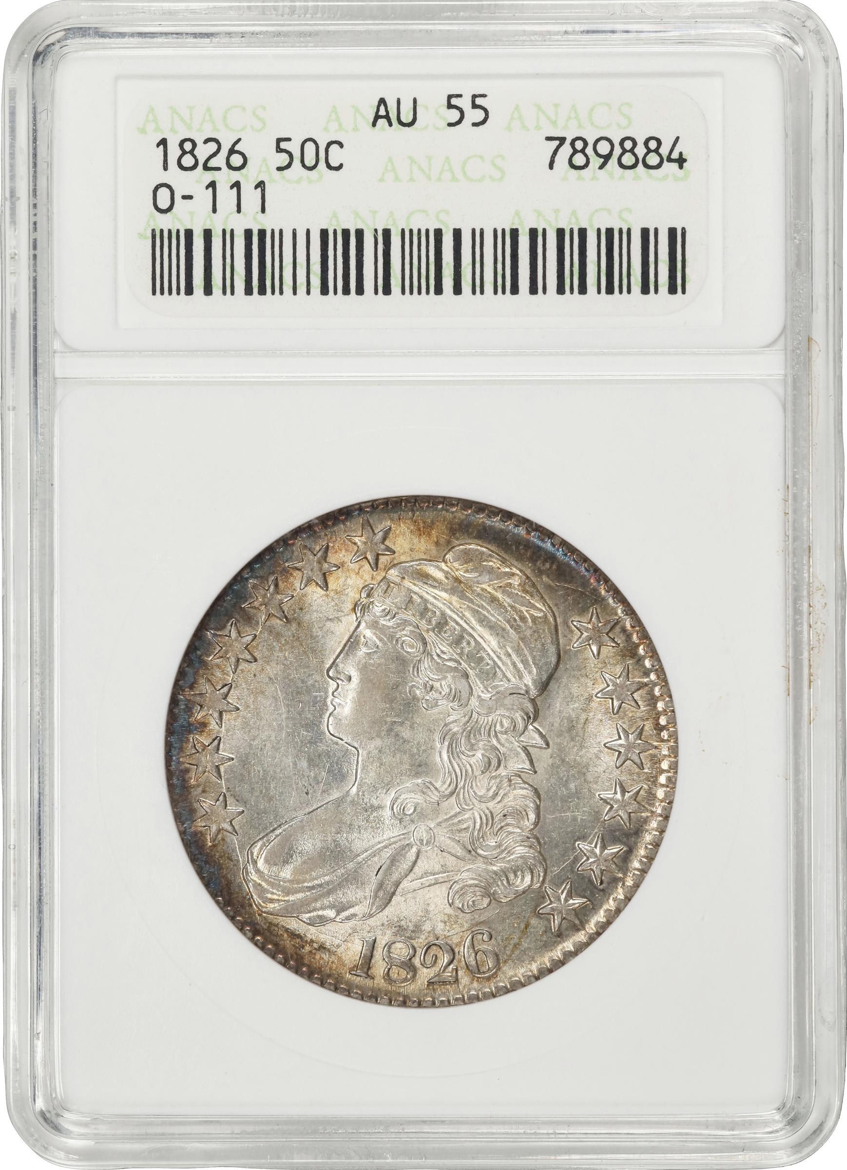 image for: 1826 Capped Bust Half Dollar. O-111. Rarity-2. AU-55 (ANACS). OH.