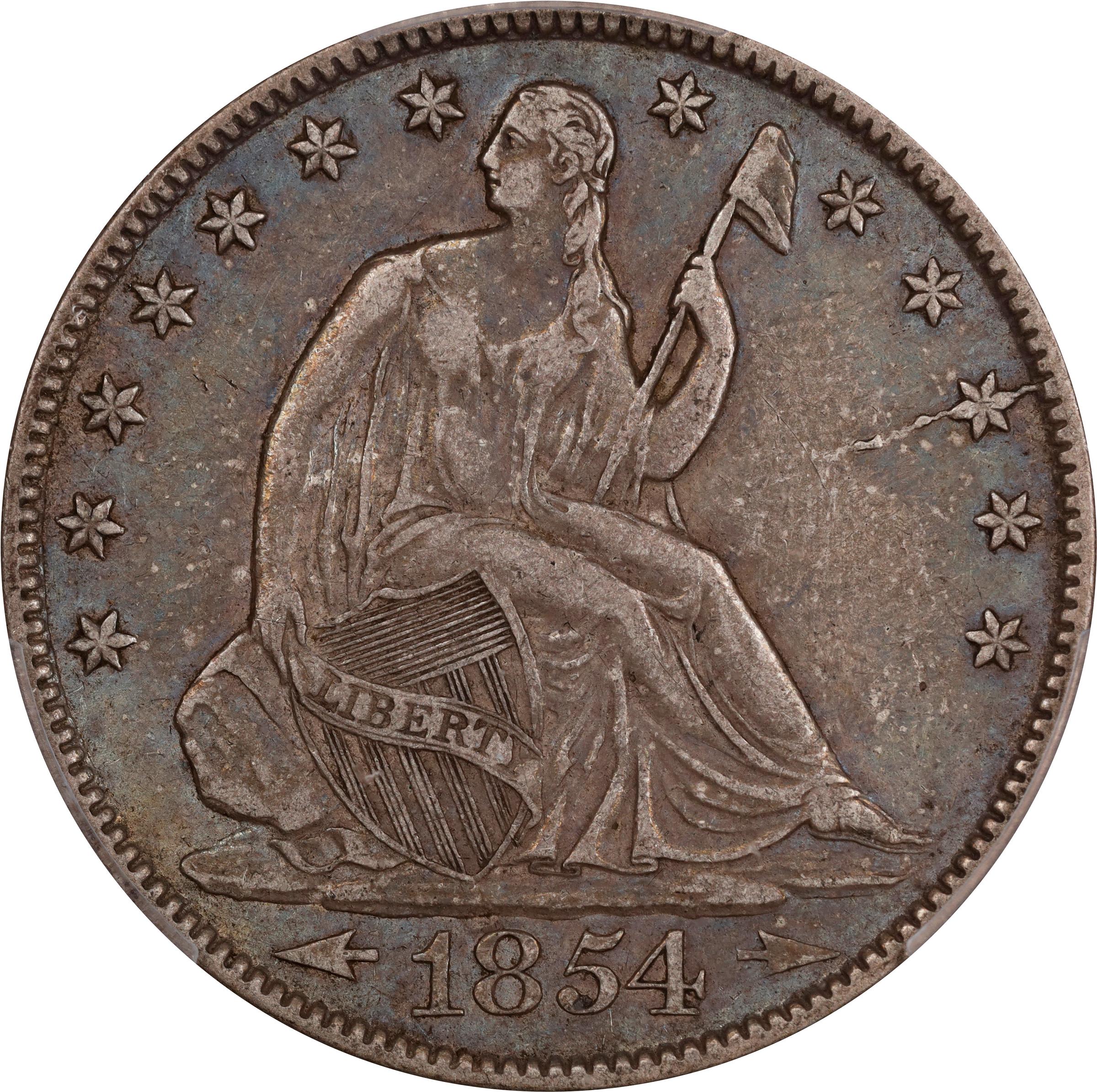 コレクション 1854-O Seated Liberty Half Dollar 1854 P UNITED STATES US Silver SEATED LIBERTY Half Dollar
