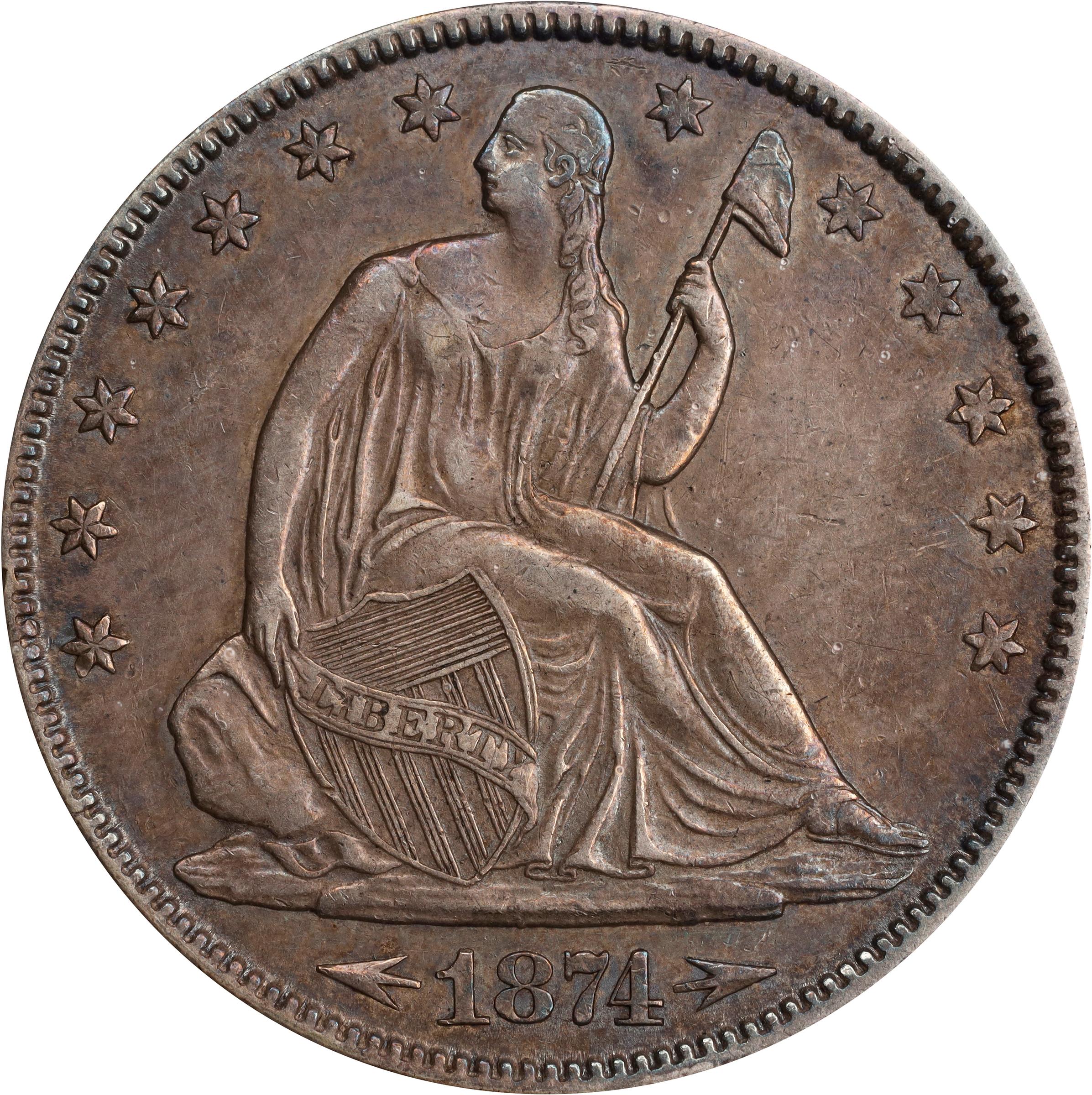 1874 Liberty Seated Half Dollar Arrows Mint State (MS