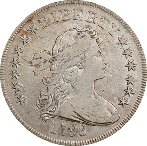 image for: 1798 Draped Bust Silver Dollar. Small Eagle. BB-82, B-1. Rarity-3. 13 Stars on Obverse. VF-25 (ANACS). OH.