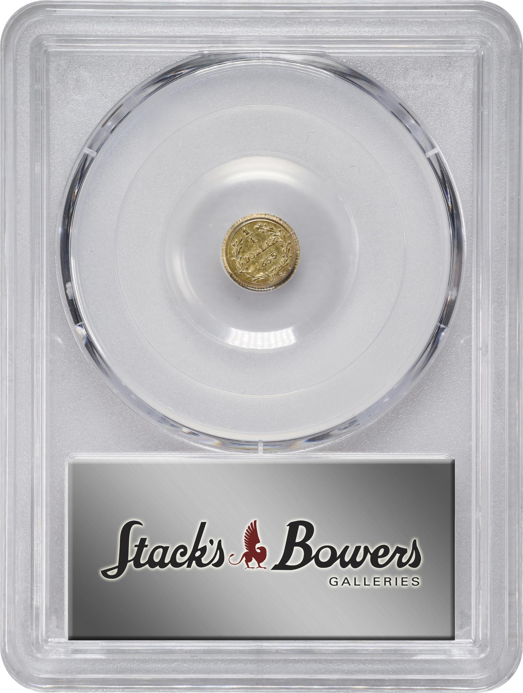 image for: 1855 Round 25 Cents. BG-226. Rarity-5. Liberty Head. MS-62 (PCGS).