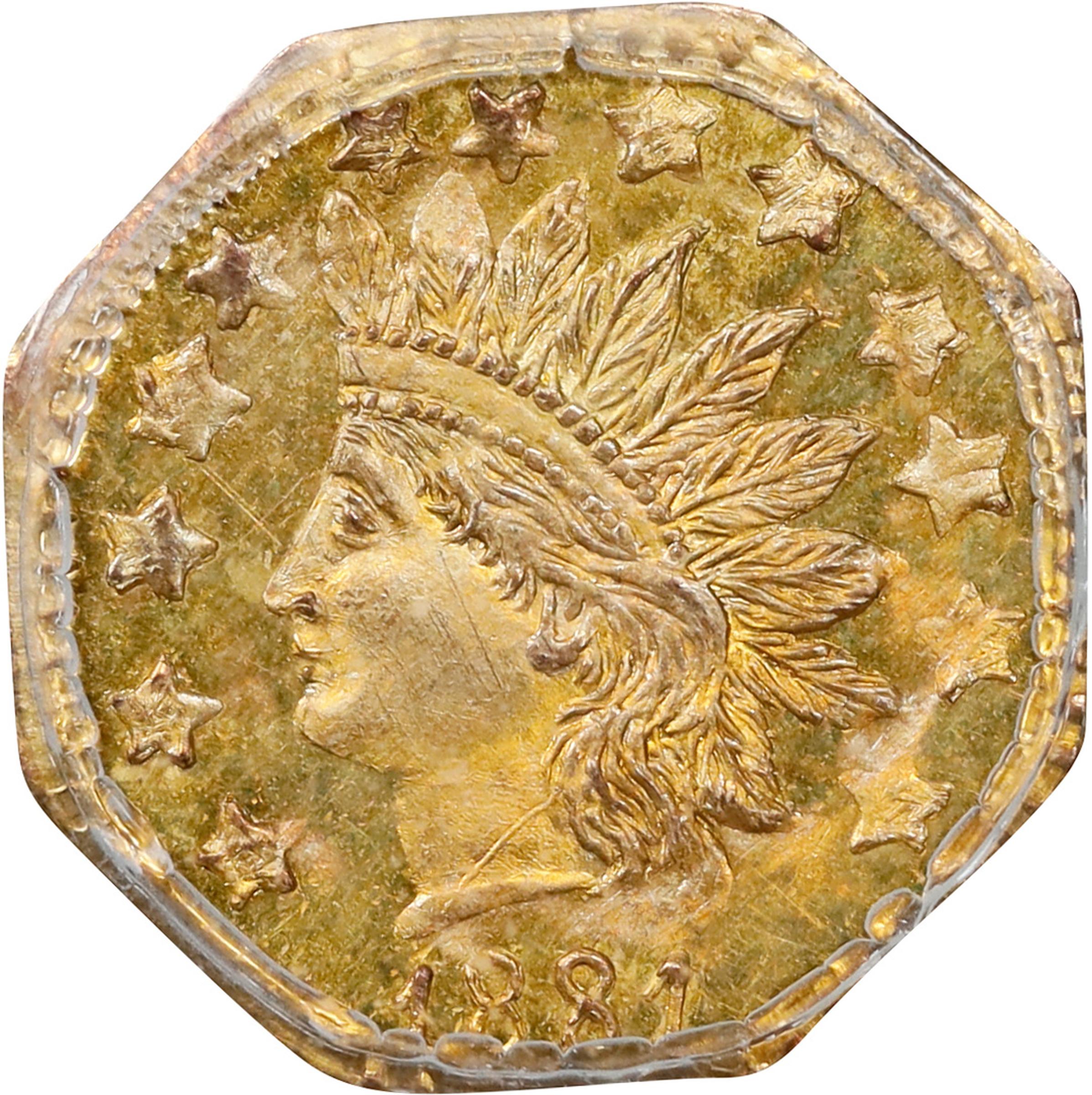 image for: 1881 Octagonal 50 Cents. BG-952B. Rarity-6-. Indian Head. MS-65 (PCGS).