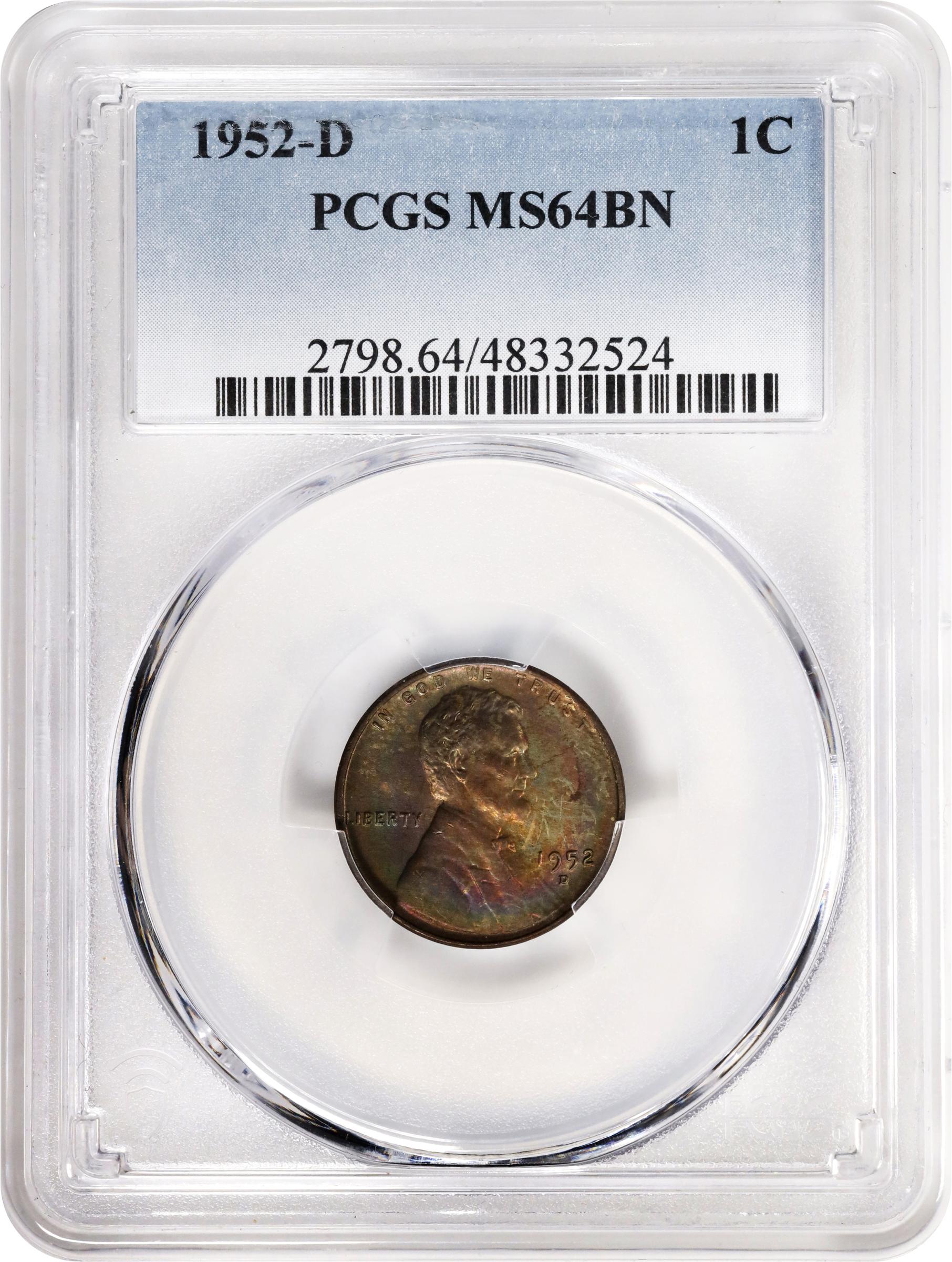 image for: 1952-D Lincoln Cent. MS-64 BN (PCGS).
