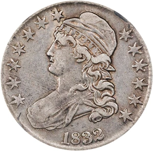 image for: 1832 Capped Bust Half Dollar. O-122. Rarity-1. Small Letters. VF-35 (NGC).