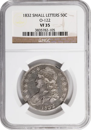image for: 1832 Capped Bust Half Dollar. O-122. Rarity-1. Small Letters. VF-35 (NGC).
