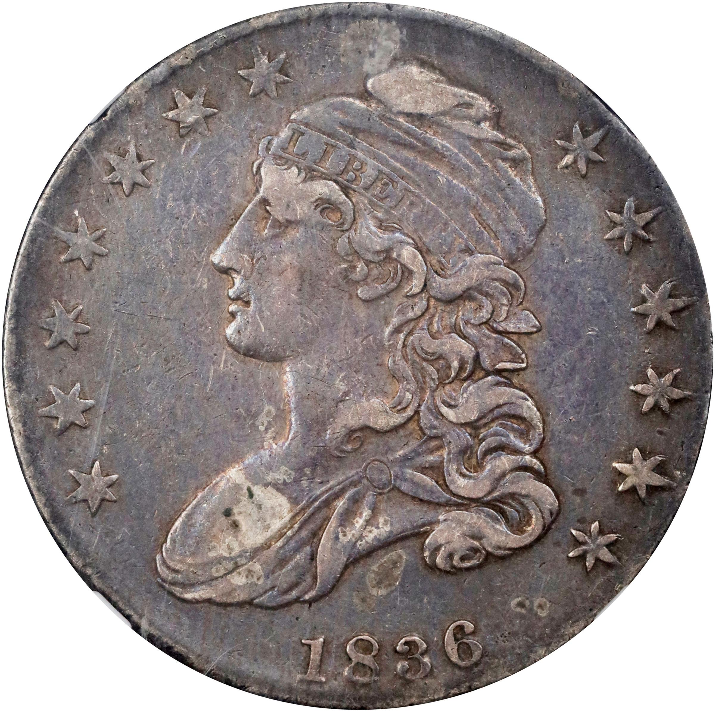 image for: 1836 Capped Bust Half Dollar. Lettered Edge. O-110. Rarity-1. VF-30 (NGC).