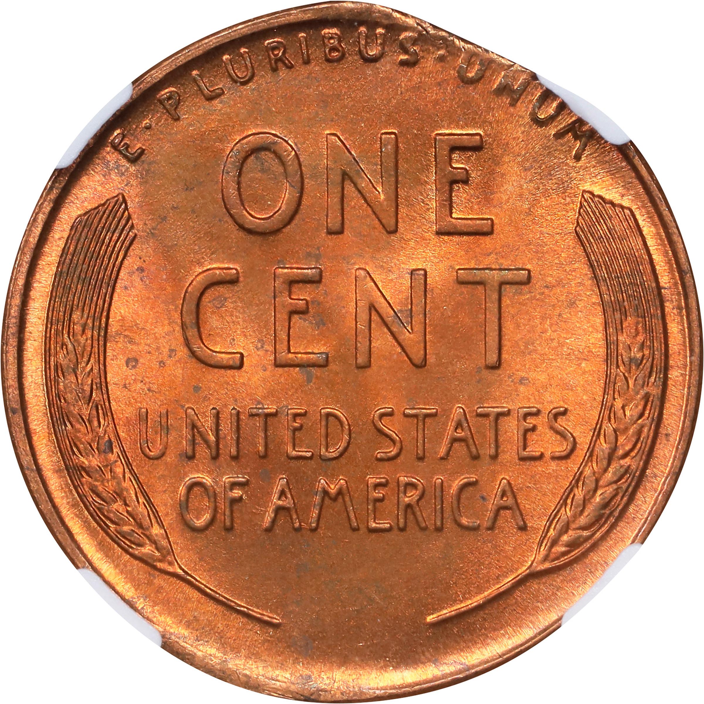 image for: 1946-D Lincoln Cent. Straight Clip. MS-64 RB (NGC).