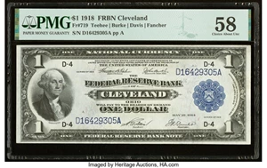 image for: Fr. 719 $1 1918 Federal Reserve Bank Note PMG Choice About Unc 58....