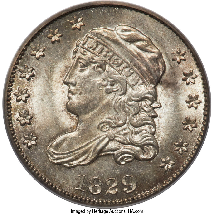 image for: 1829 H10C V-3, LM-2, R.1, MS65 PCGS. CAC....