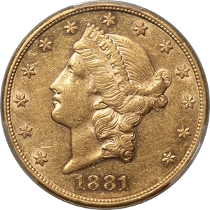 image for: 1881 $20 AU53 PCGS....
