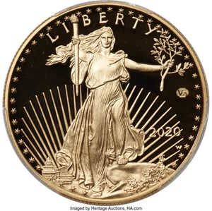 image for: 2020-W G$50 One-Ounce Gold Eagle, v75 Privy, 1 of 1,945 Struck, 55 of 75 Trump Signature, PR70 Deep Cameo PCGS....