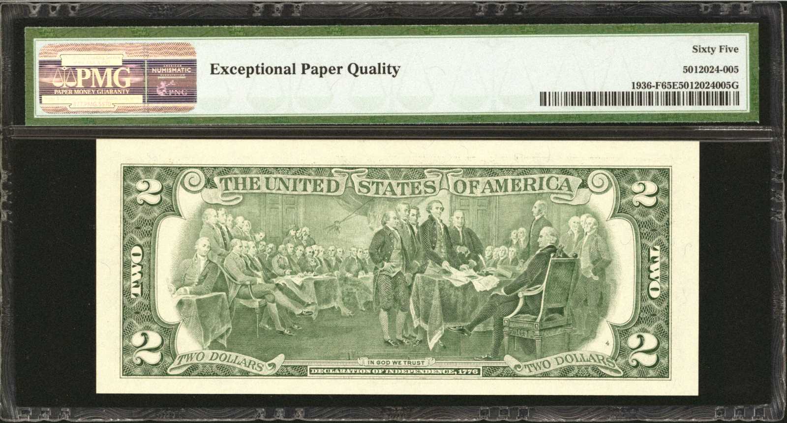 image for: Fr. 1936-F. 1995 $2 Federal Reserve Note. Atlanta. PMG Gem Uncirculated 65 EPQ. Board Break.