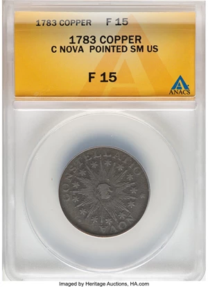 image for: 1783 Nova Constellatio Copper, Pointed Rays, Small US, Crosby 2-B, W-1865, R.2, Fine 15 ANACS....