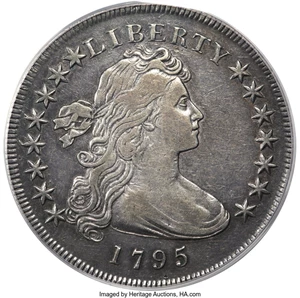 image for: 1795 $1 Draped Bust, Off-Center, B-14, BB-51, R.2, VF35 PCGS....
