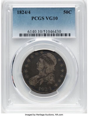 image for: 1824/4 50C O-109, R.2, VG10 PCGS. PCGS Population: (5/386)....