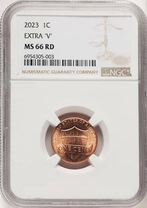 image for: 2023 1C Shield, Extra V, MS66 Red NGC. NGC Census: (0/0)....