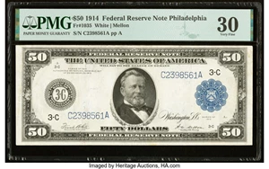 image for: Fr. 1035 $50 1914 Federal Reserve Note PMG Very Fine 30....