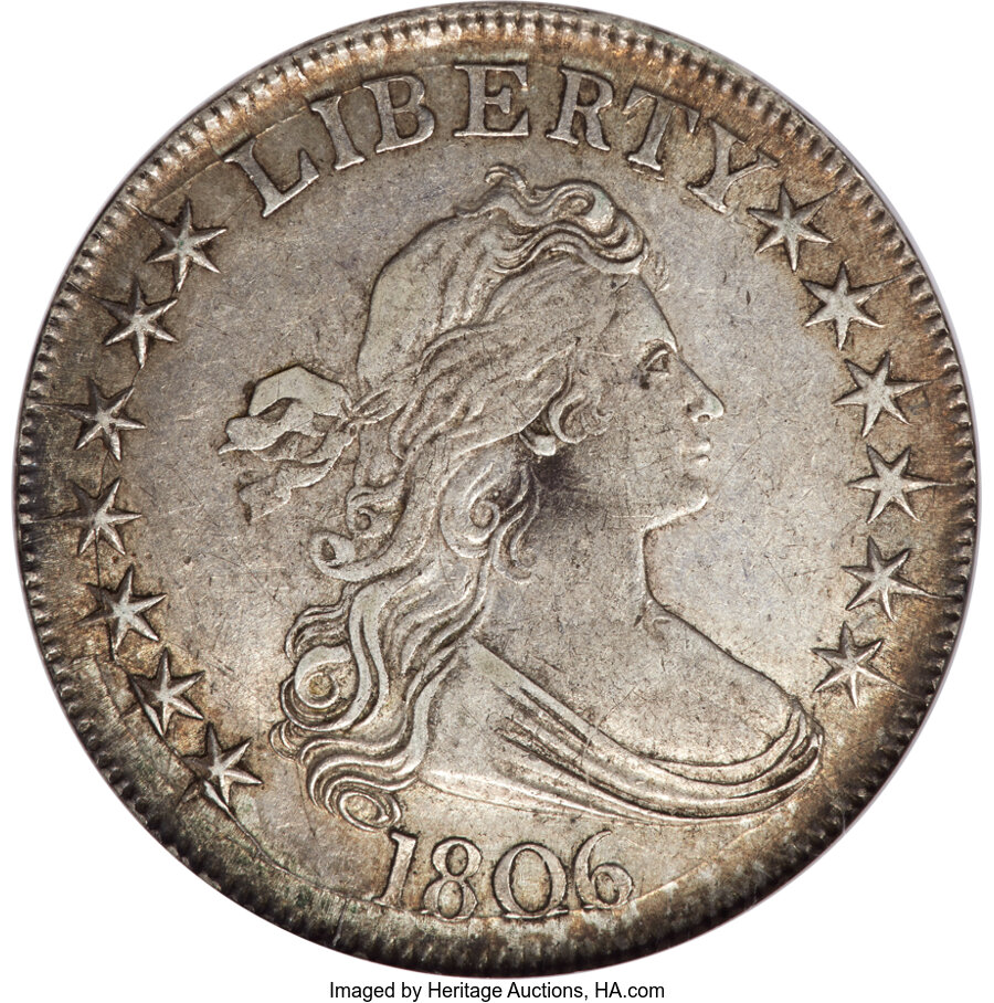 image for: 1806 50C Pointed 6, Stem, O-116, T-20, R.3, AU55 NGC....