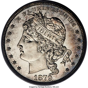 image for: 1879 $1 Goloid Metric Dollar, Judd-1626, Pollock-1822, R.4, PR60 PCGS....