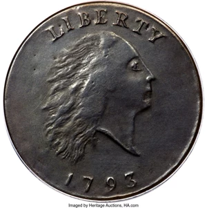 image for: 1793 1C Chain, AMERICA, S-2, B-2, High R.4 -- Fields Tooled, Corroded, Burnished -- ANACS Details. VF30....