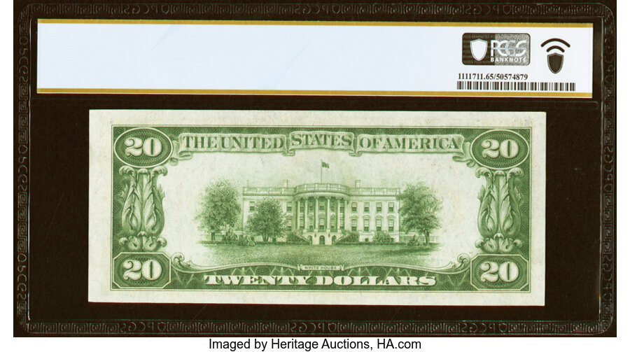 image for: Fr. 2052-A $20 1928B Light Green Seal Federal Reserve Note. PCGS Banknote Gem Unc 65 PPQ....