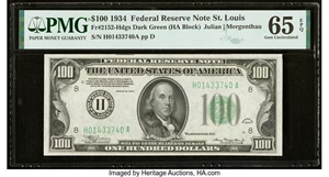 image for: Fr. 2152-H $100 1934 Federal Reserve Note. PMG Gem Uncirculated 65 EPQ....