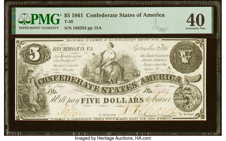 image for: T36 $5 1861 PF-4 Cr. 278 PMG Extremely Fine 40....