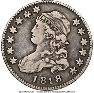 image for: 1818 25C B-5, High R.4, VF25 NGC. NGC Census: (26/318). Mintage 361,174....