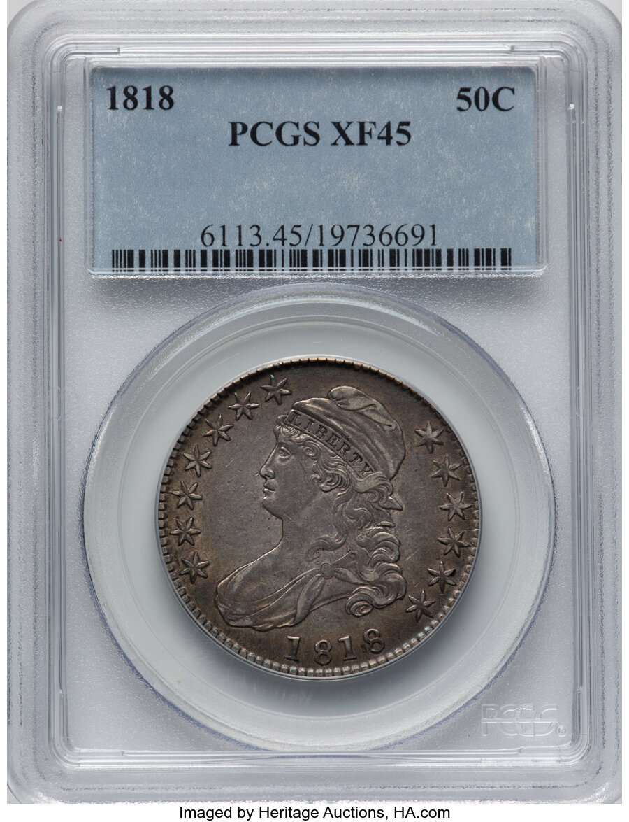 image for: 1818 50C O-109, R.3, XF45 PCGS.  Mintage 1,960,322....