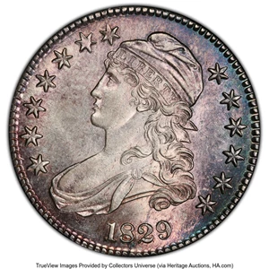 image for: 1829 50C Small Letters, O-112, R.1, AU58 PCGS. Mintage 3,712,156....