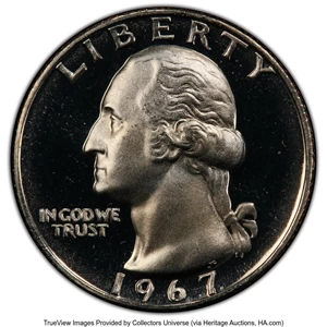 image for: 1967 25C SMS SP68 Cameo PCGS....