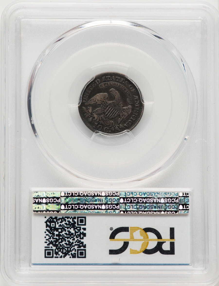 image for: 1828 10C Large Date, Curl Base 2, JR-2, R.3, Fine 15 PCGS. PCGS Population: (6/59).  Mintage 125,000....