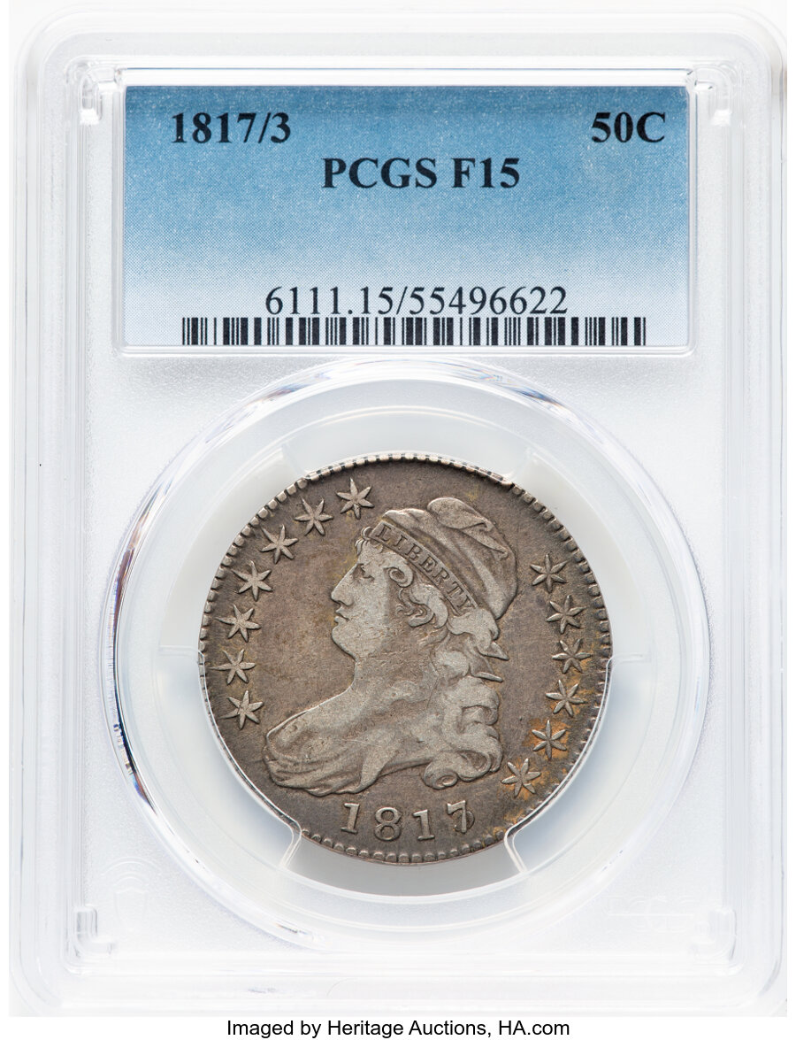 image for: 1817/3 50C O-101a, R.1, Fine 15 PCGS. PCGS Population: (28/254).  Mintage 1,215,567....